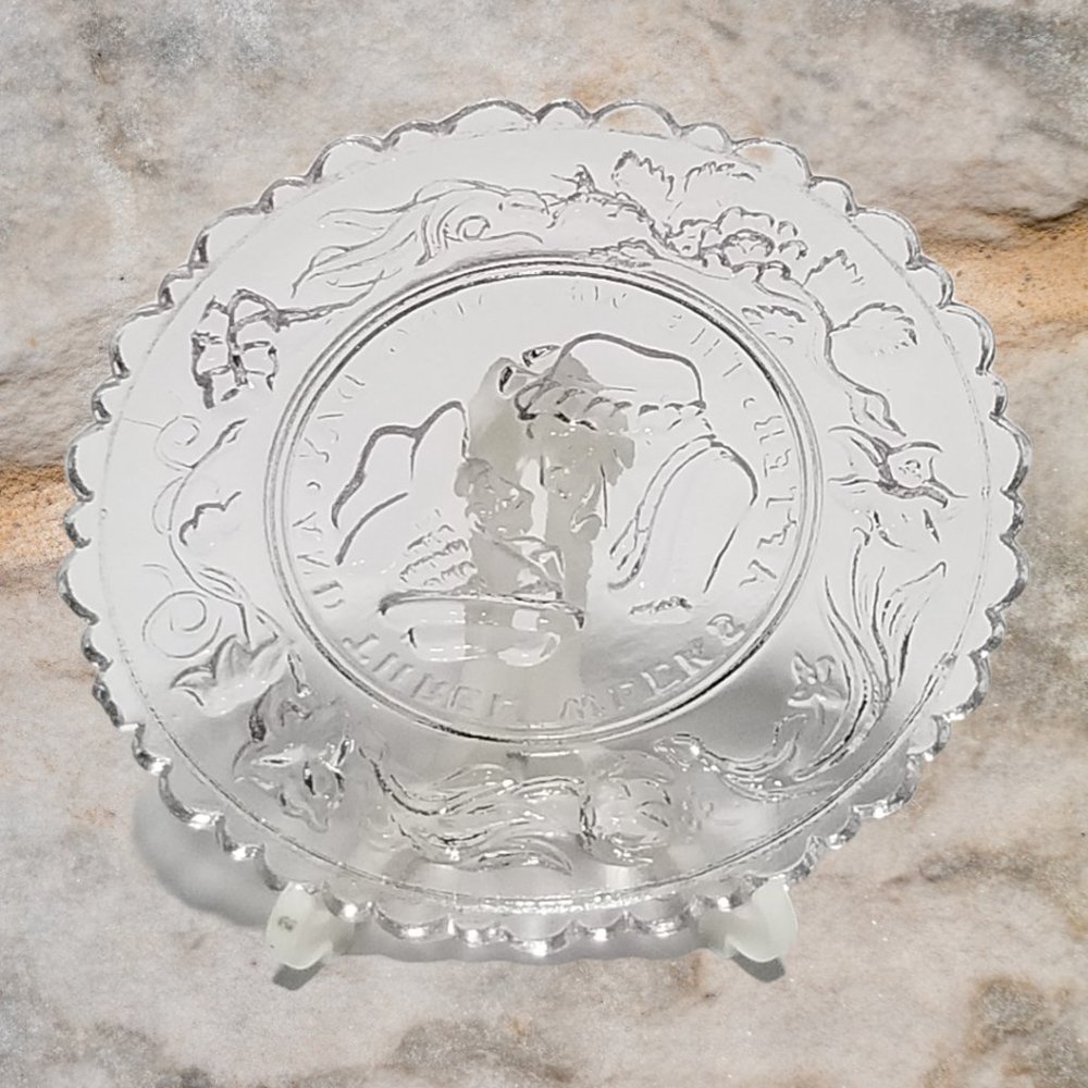 EAPG Mini Clear Glass Plates Westmoreland The Wedding Day & Hearts & Lyre 1930 - Picture 4 of 8